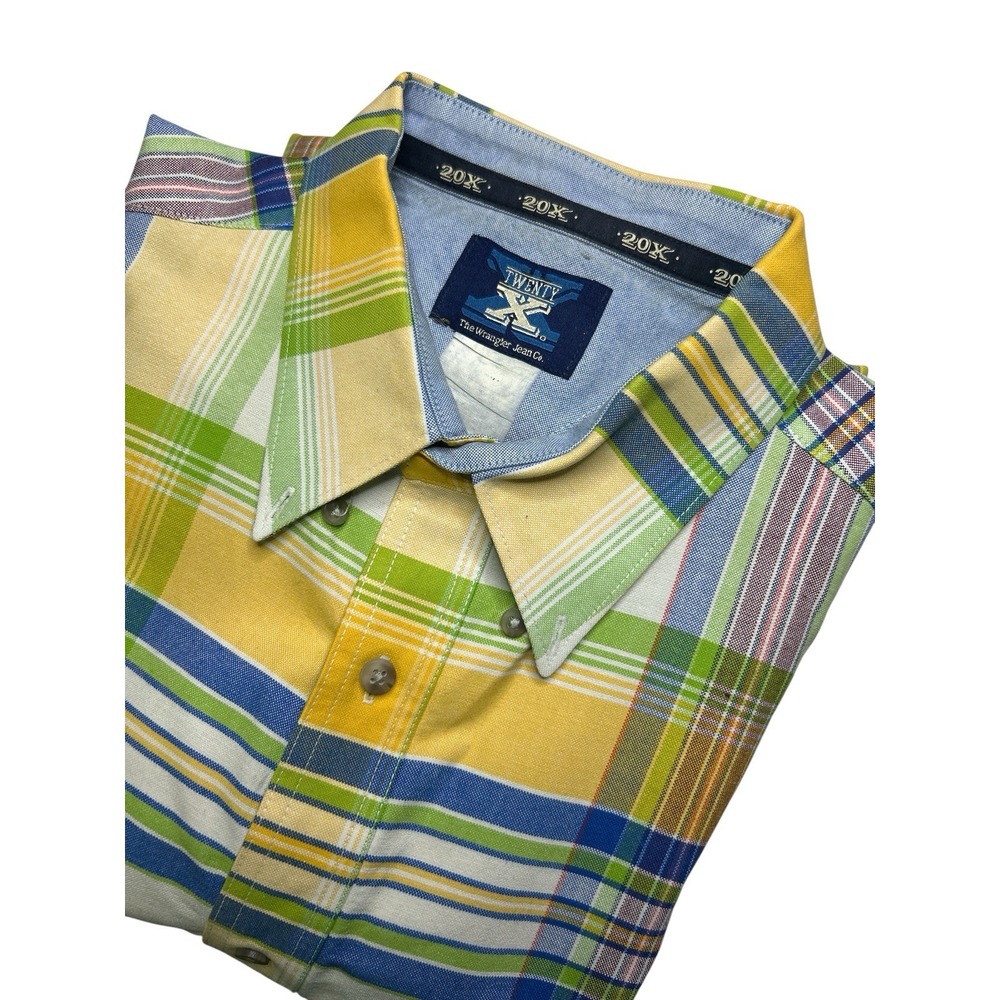 Wrangler 20X‎ Mens Size XL Plaid Western Button Up Short Sleeve Shirt
